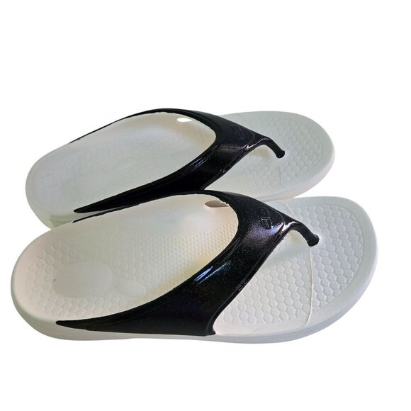 Spenco Fusion 2 Black Sparkle Flip Flop Thong Sandals Orthotic Cushioned Size 7 - Picture 1 of 7